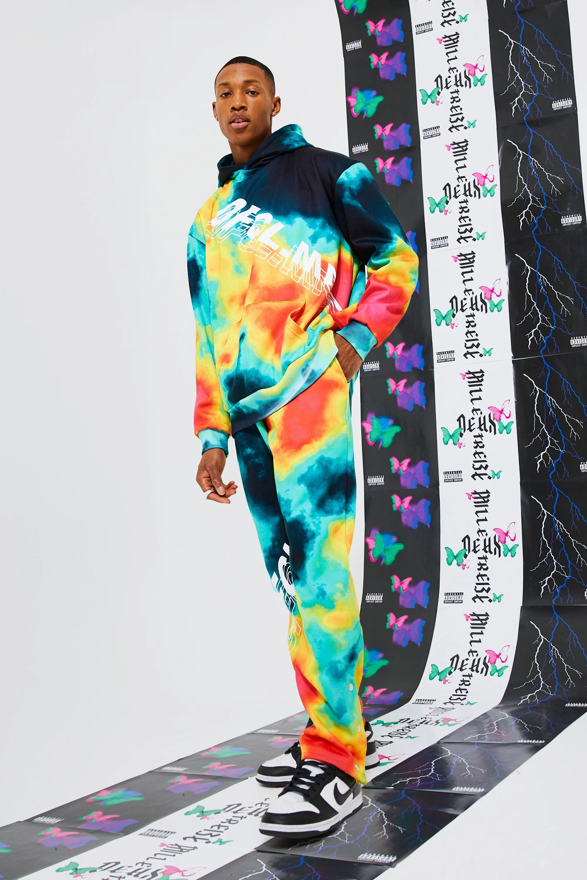 Oversized Ofclman Tie Dye Tracksuit | boohooMAN UK