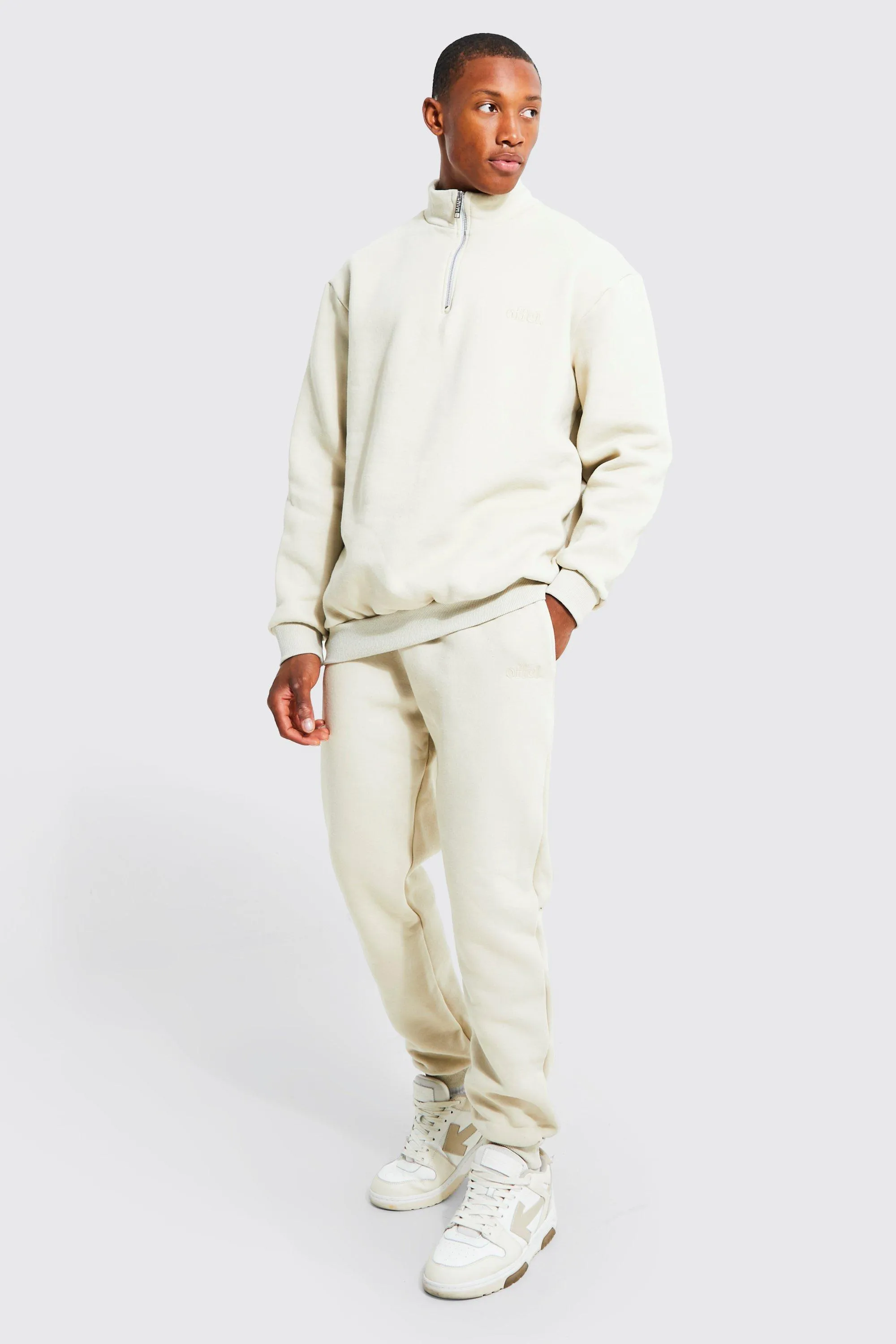 Oversized Offcl Zip Funnel Neck Tracksuit | boohooMAN UK