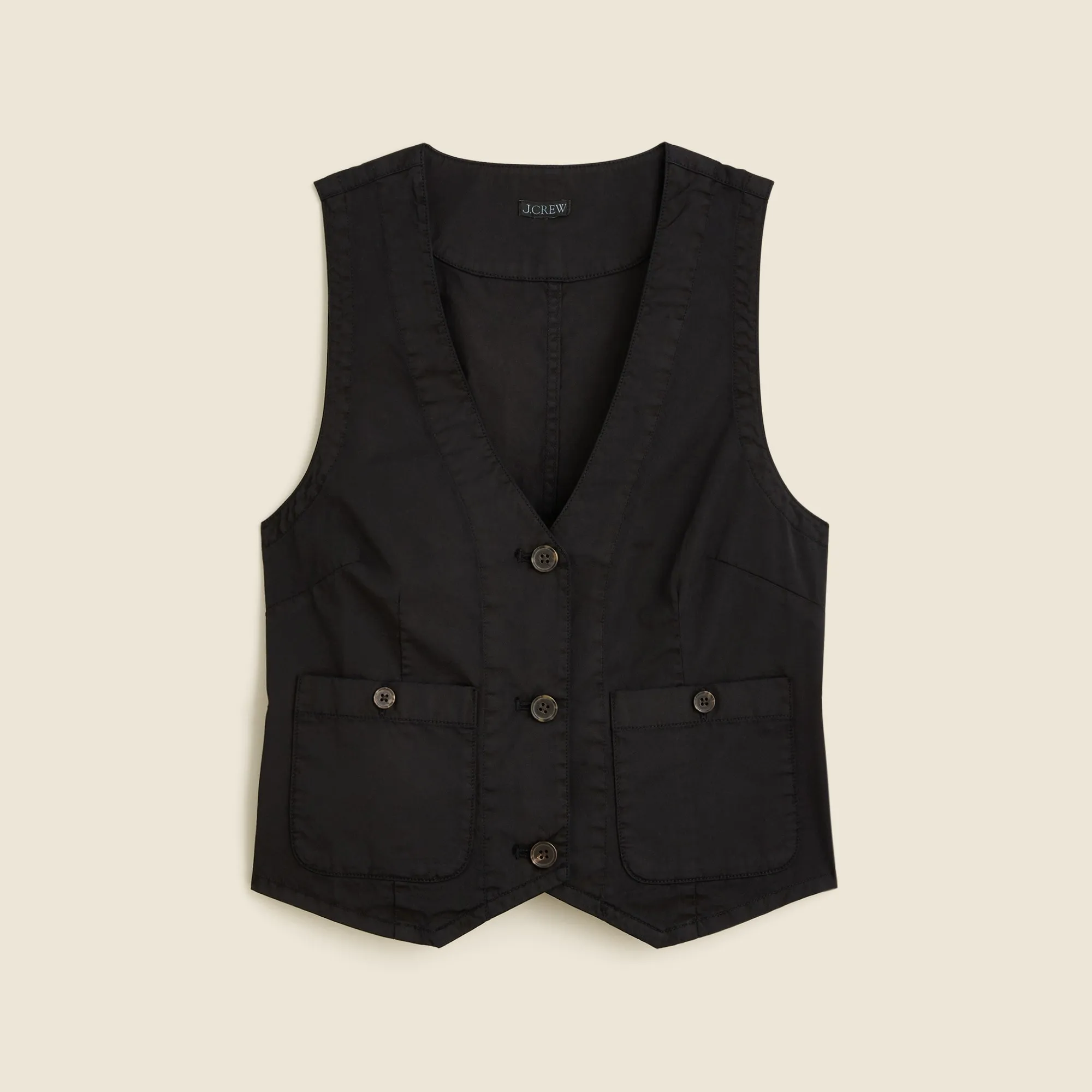 Patch-pocket vest in lightweight twill