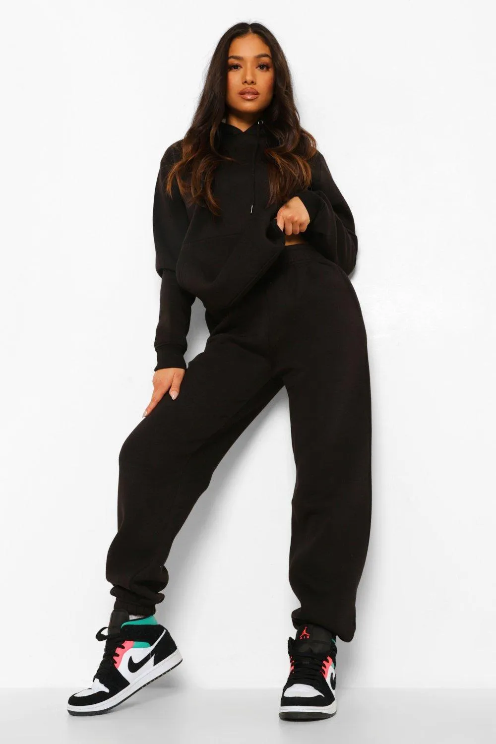 Petite Basic Hoody And Jogger Tracksuit