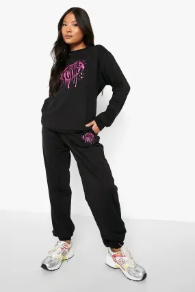 Petite Ofcl Studio Lip Print Sweat Tracksuit