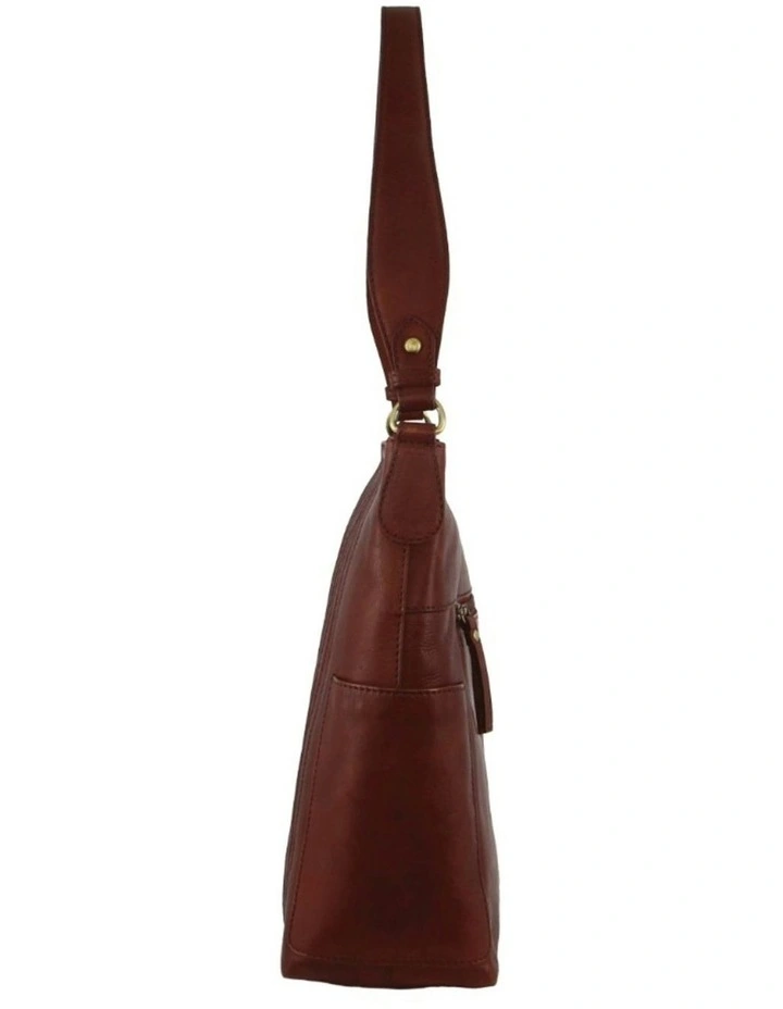 Pierre Cardin Ladies Leather Stitch-design Hobo Bag in Tan