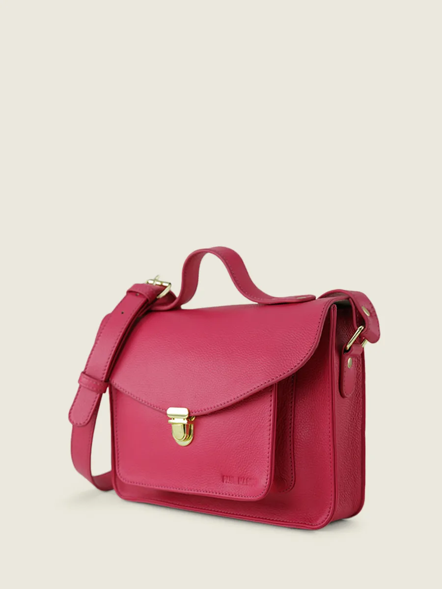 Pink Leather Cross-body Bag for Women - Mademoiselle George Sorbet Raspberry | PAUL MARIUS