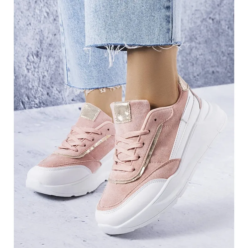 Pink sneakers made of eco-suede from Dupuis