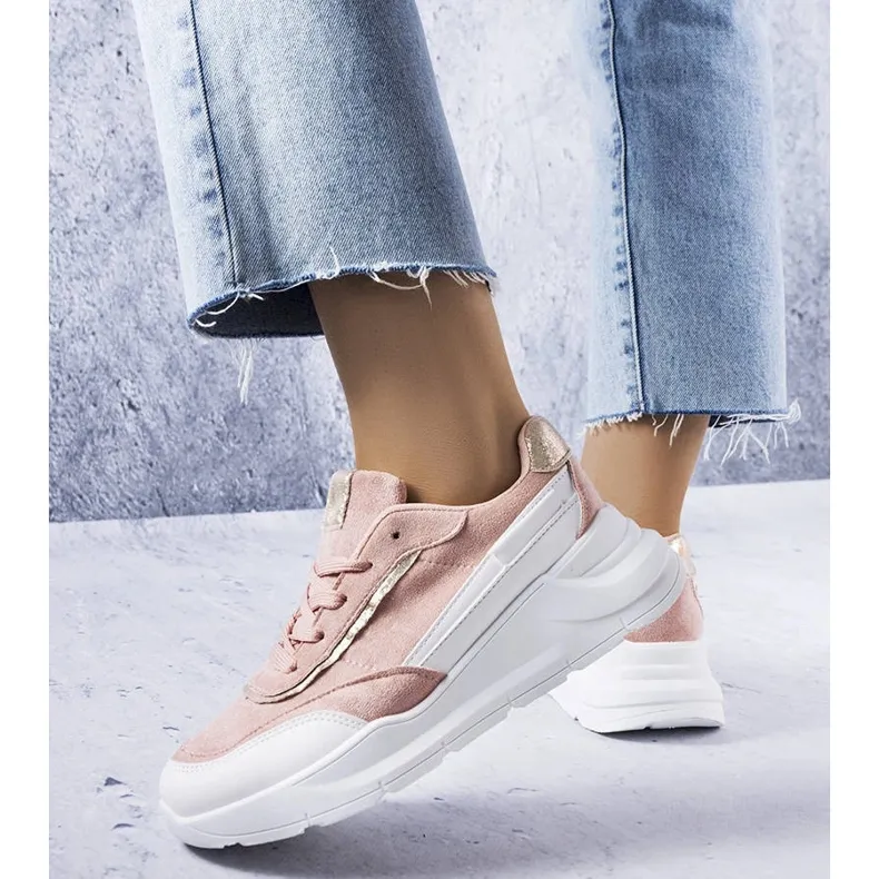 Pink sneakers made of eco-suede from Dupuis