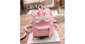 Pink White Bow Mouse Ears Mini Backpack Cross Body Bag