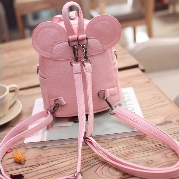 Pink White Bow Mouse Ears Mini Backpack Cross Body Bag