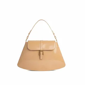 --Portia cream semi patent leather bag-