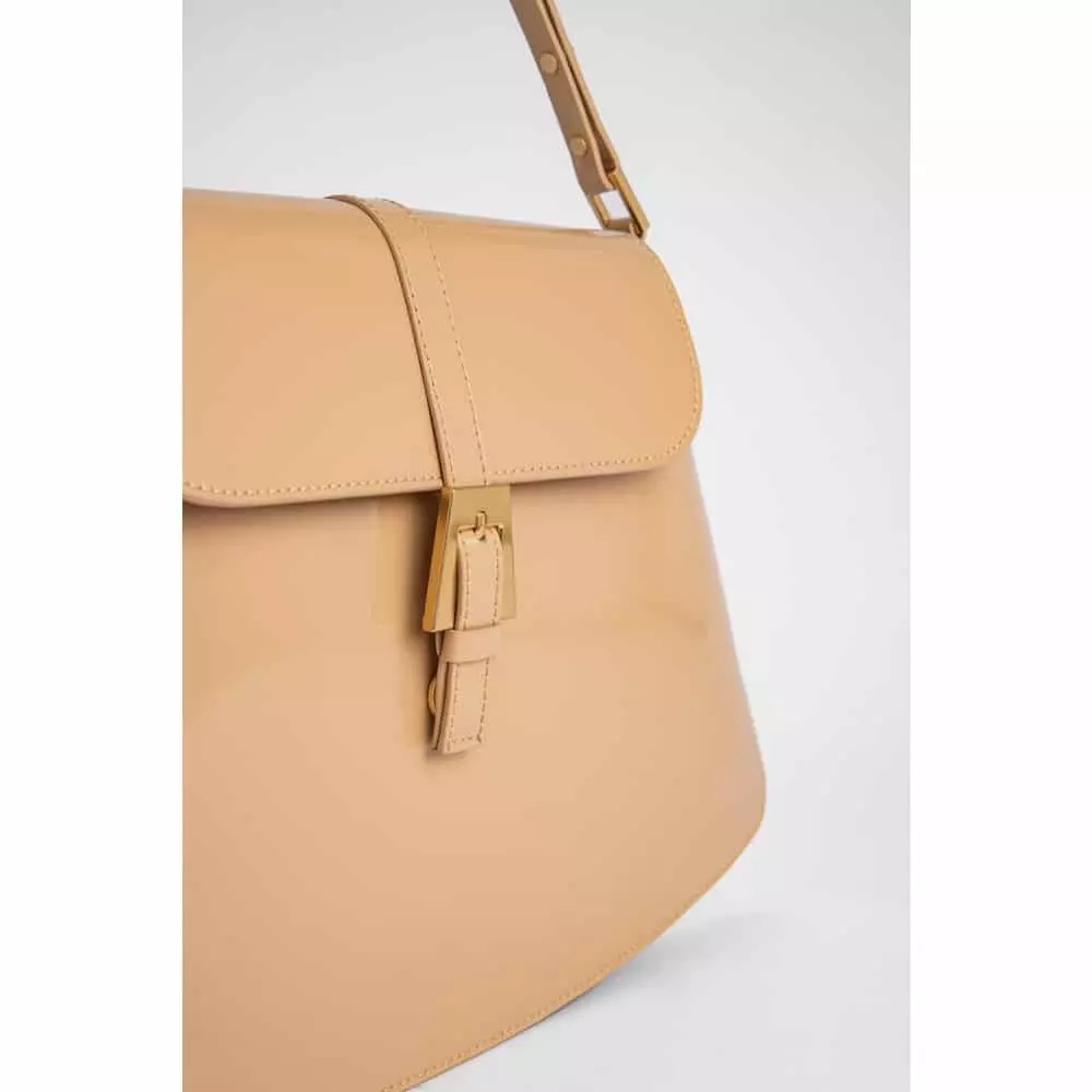 --Portia cream semi patent leather bag-