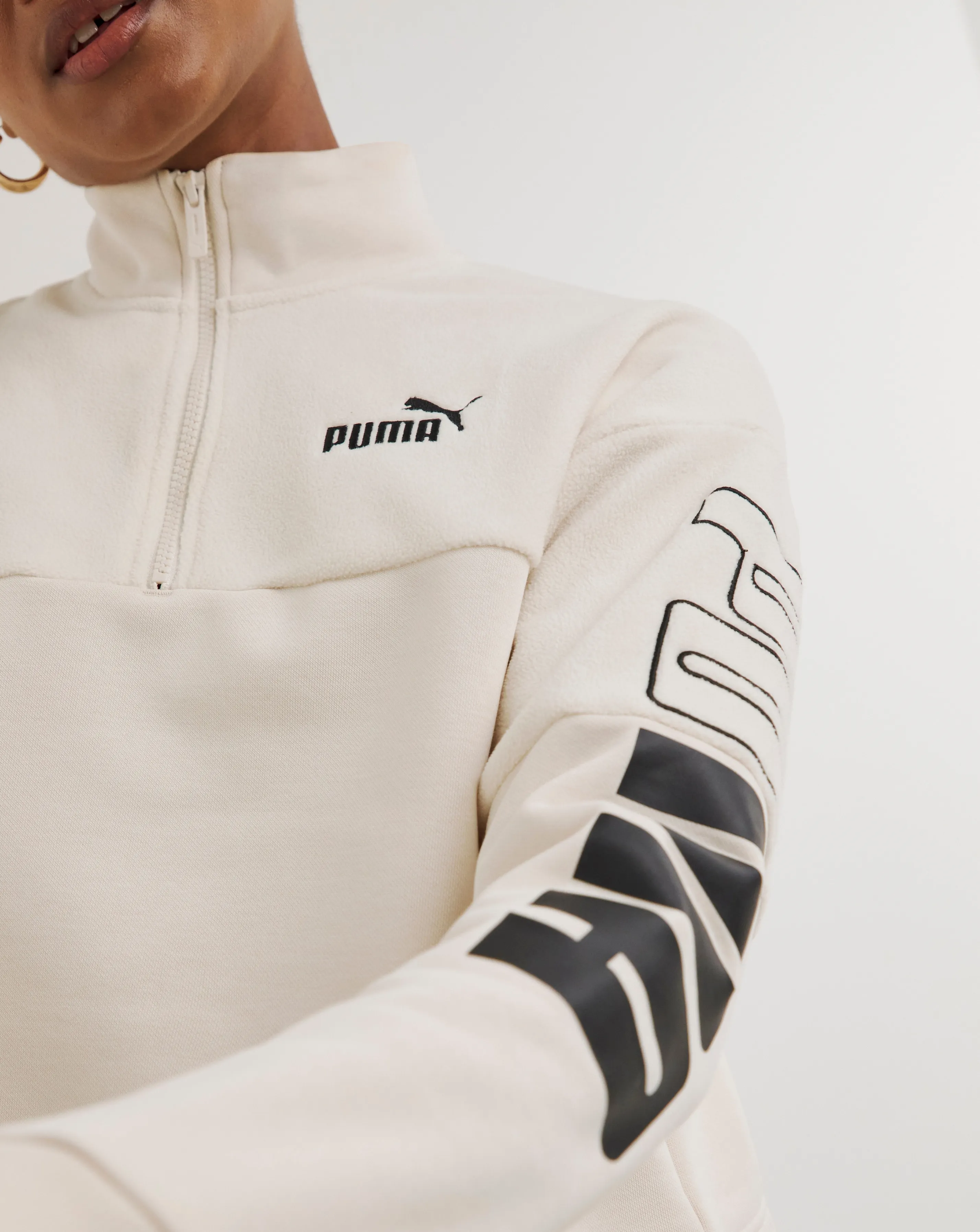 PUMA Colourblock High Neck Crew Sweatshirt | Simply Be