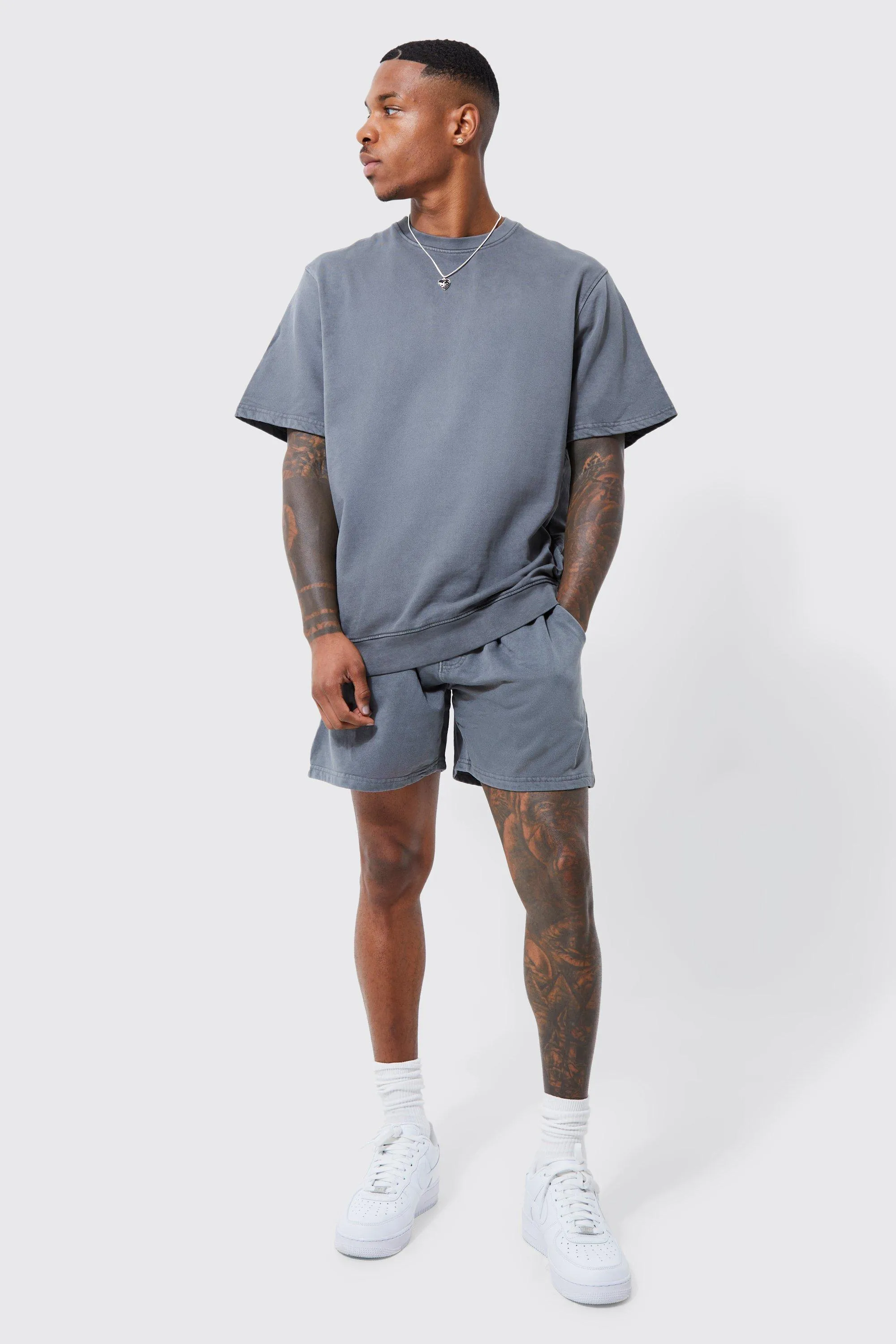 Relaxed Garment Dyed Short Sweat Tracksuit