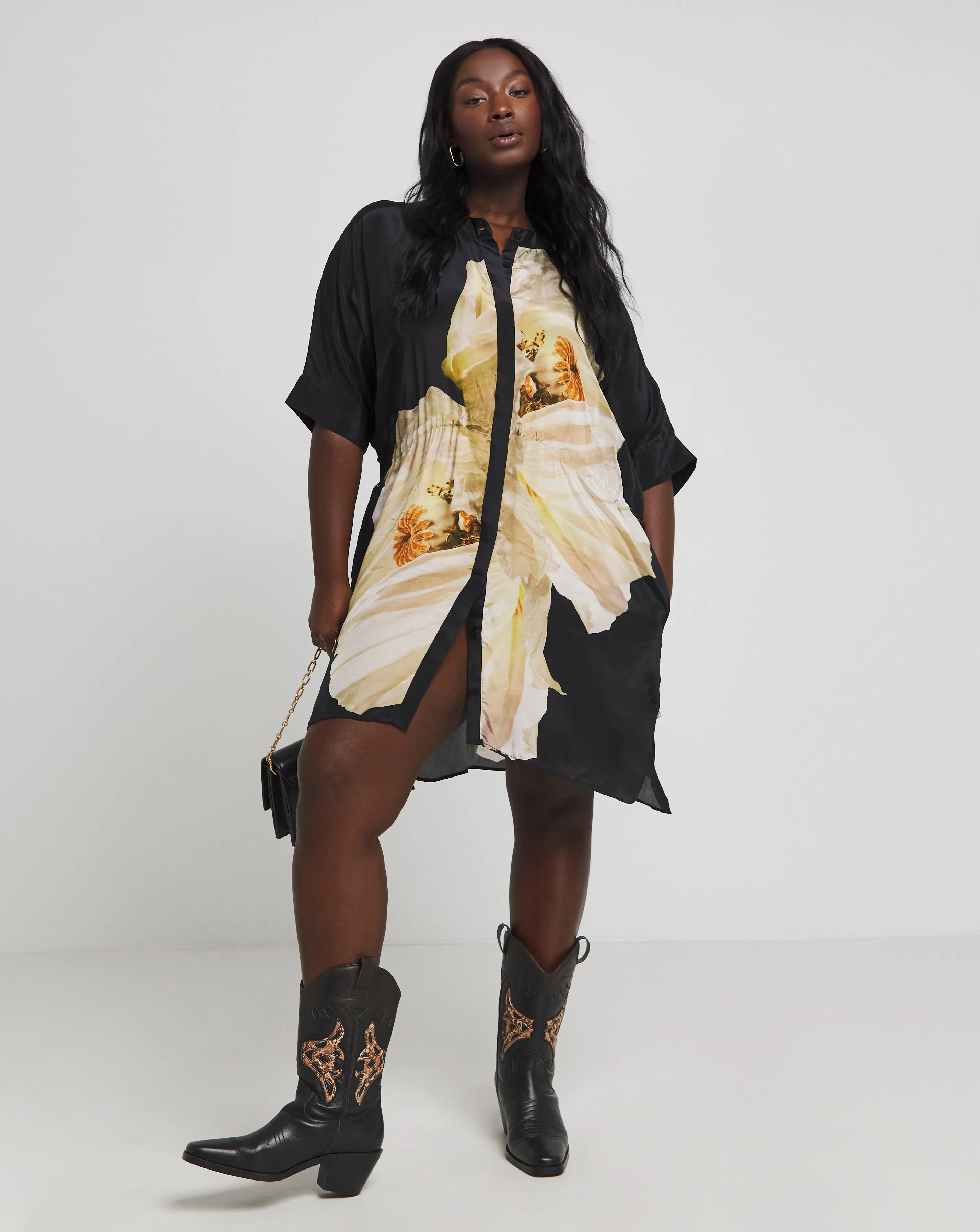 Religion Grandad Collar Tunic Dress | Simply Be