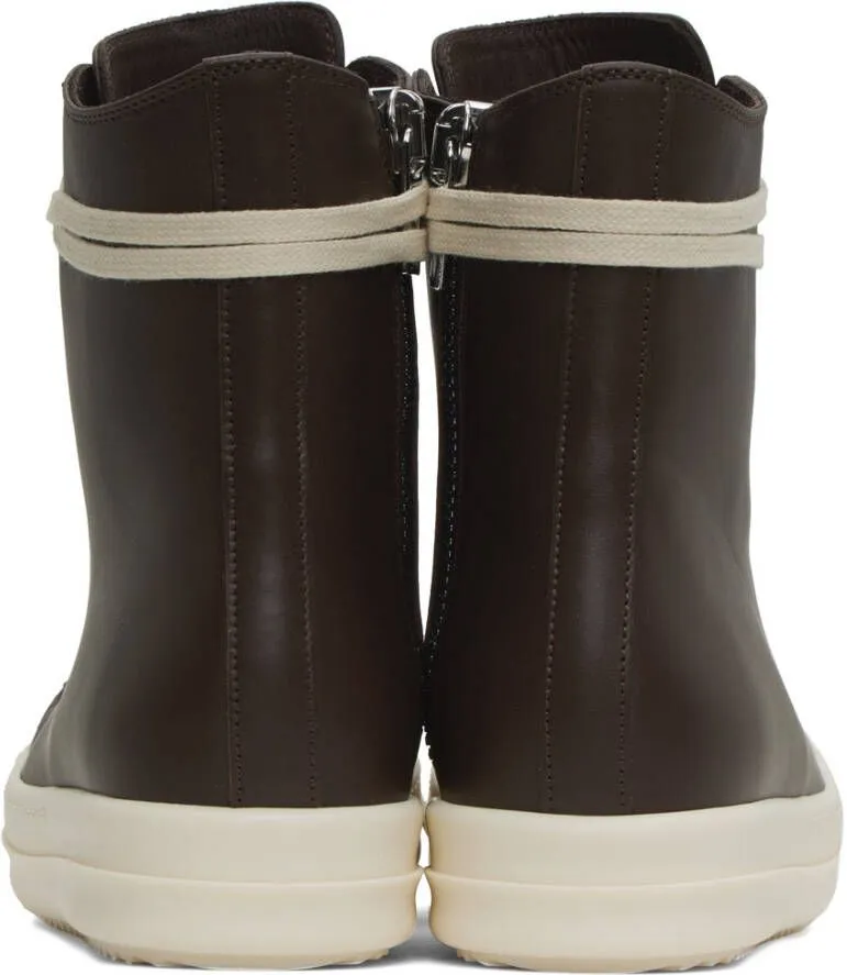 Rick Owens Brown High Sneakers