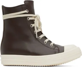 Rick Owens Brown High Sneakers