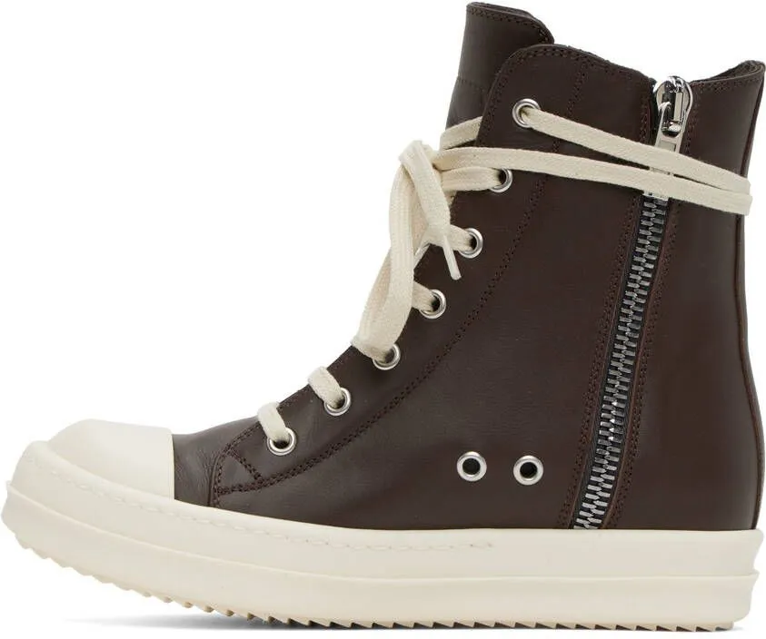 Rick Owens Brown High Sneakers