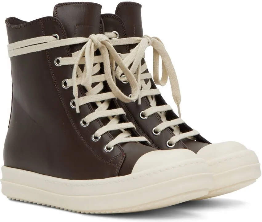 Rick Owens Brown High Sneakers