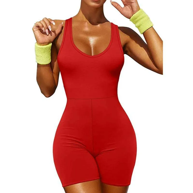 Sally Solid Sleeveless Racer Back Romper