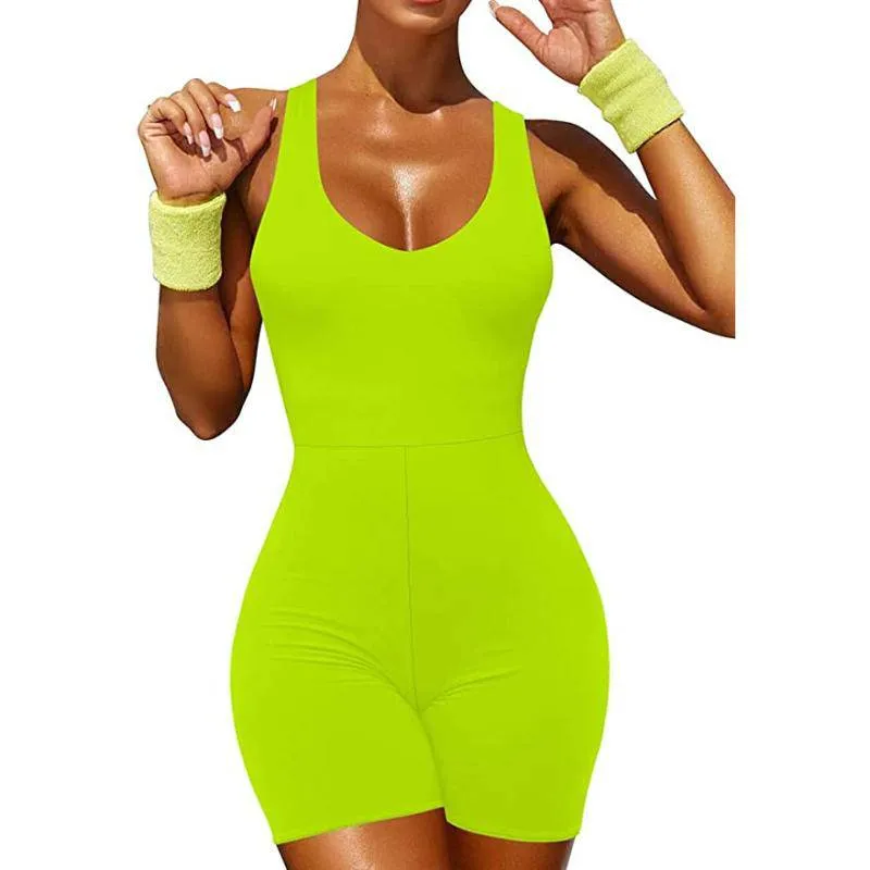 Sally Solid Sleeveless Racer Back Romper