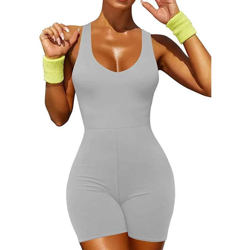 Sally Solid Sleeveless Racer Back Romper