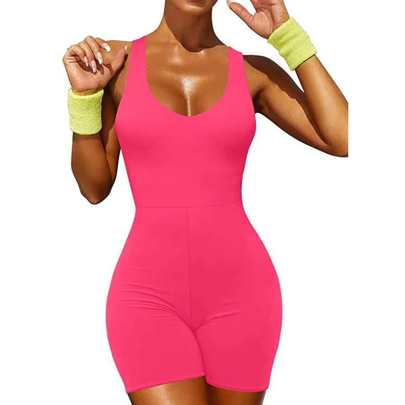 Sally Solid Sleeveless Racer Back Romper