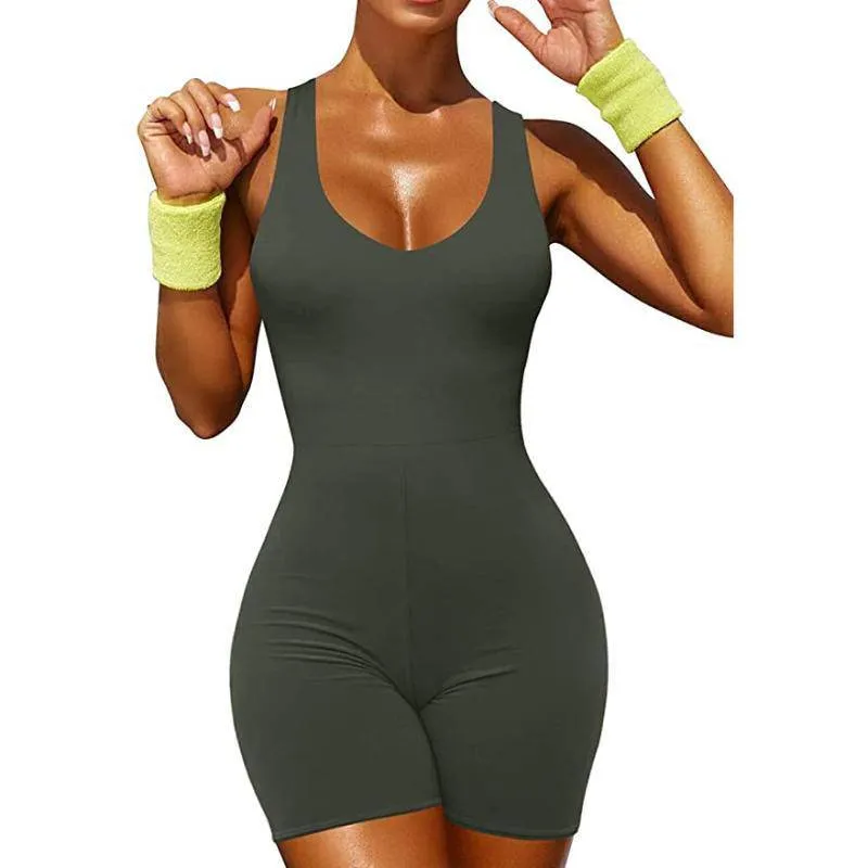 Sally Solid Sleeveless Racer Back Romper