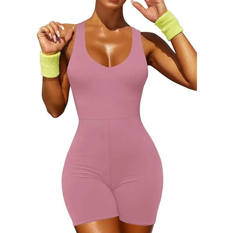 Sally Solid Sleeveless Racer Back Romper