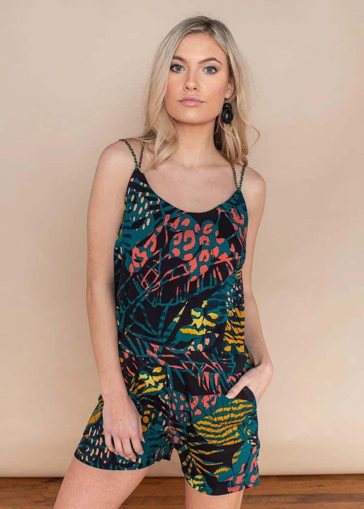 See U Soon Areca Tropical Print Romper-***FINAL SALE***