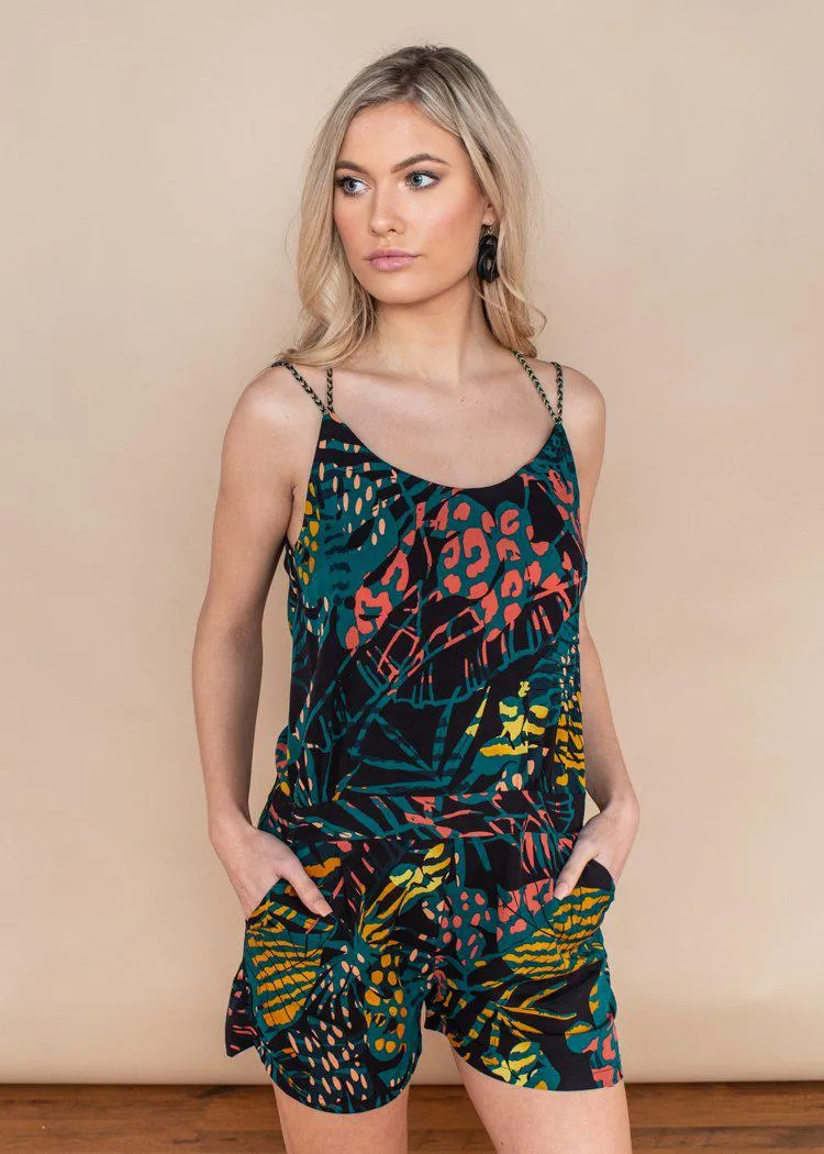 See U Soon Areca Tropical Print Romper-***FINAL SALE***