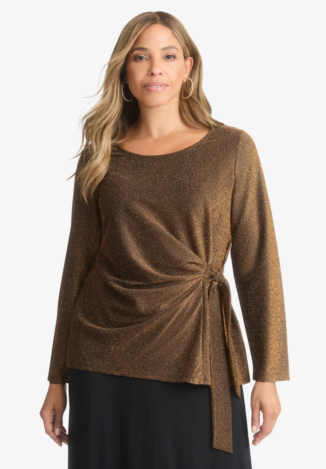 Shimmery Side-Gathered Tunic