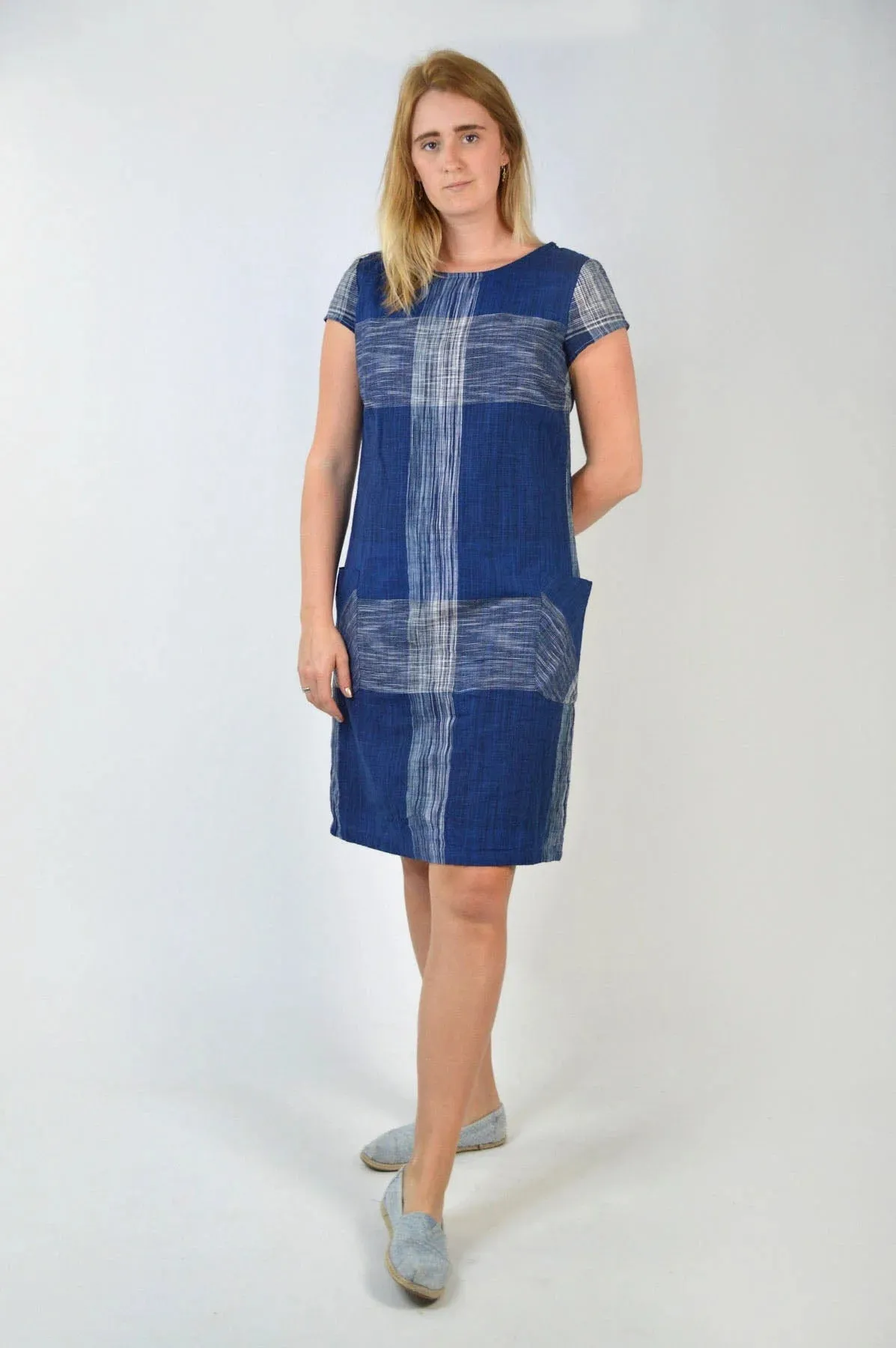 Short Sleeve Check Tunic Dress