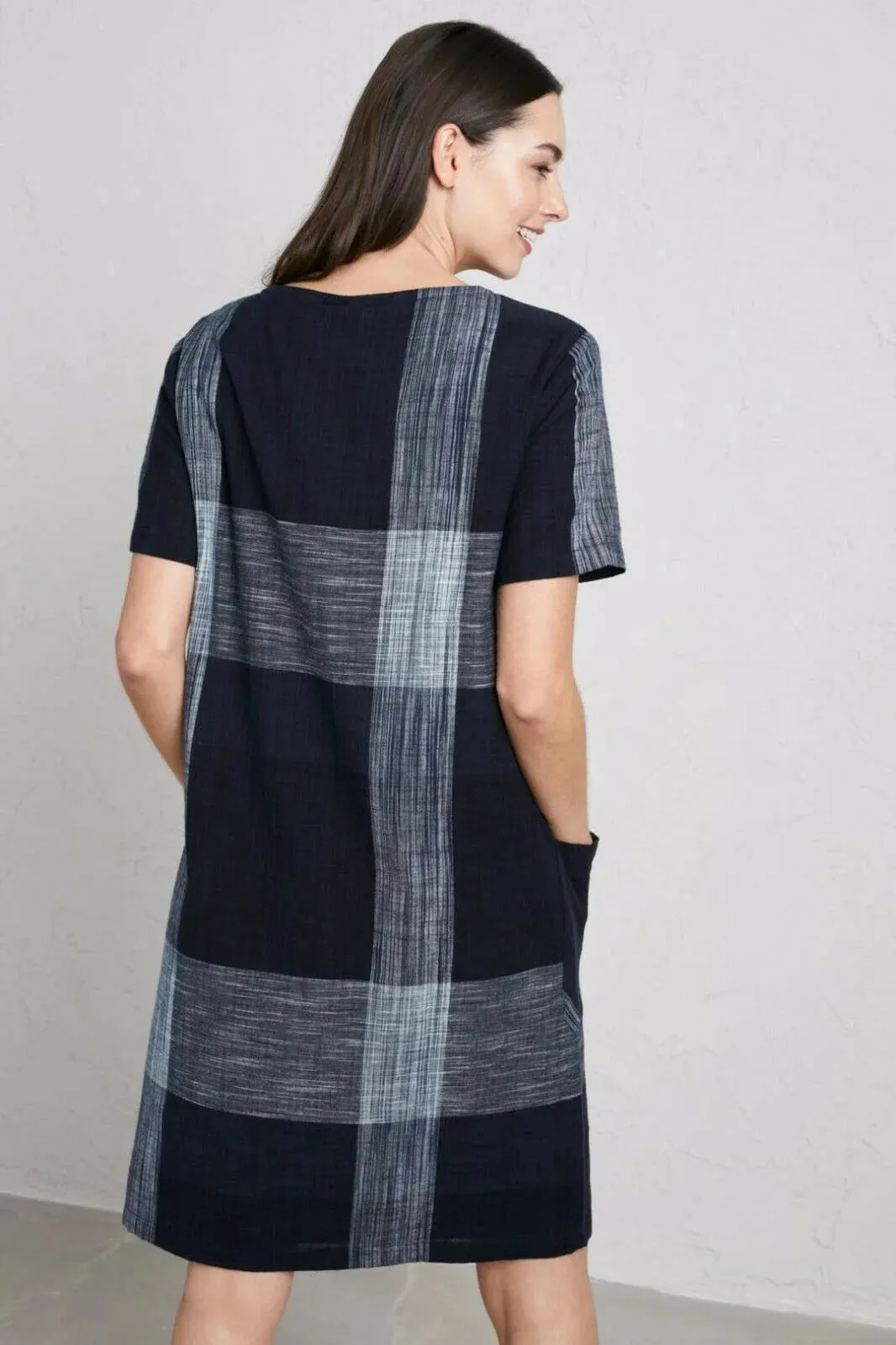 Short Sleeve Check Tunic Dress