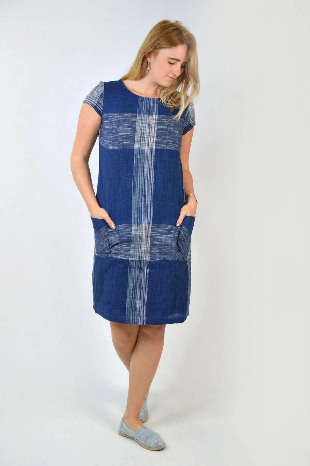 Short Sleeve Check Tunic Dress