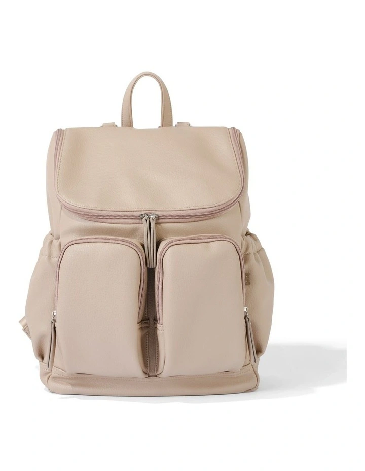 Signature Vegan Leather Nappy Backpack in Oat Dimple