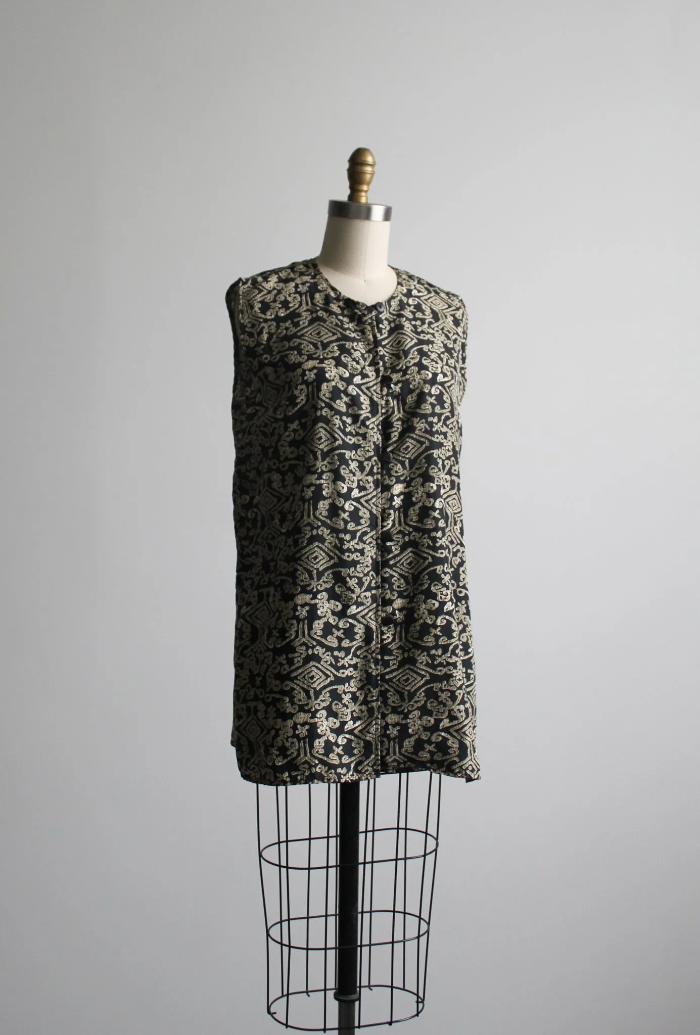 sleeveless print silk tunic