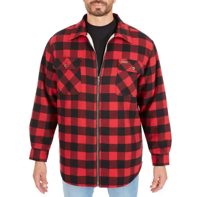 Smith's Workwear Zip-Front Sherpa-Lined Flannel Shirt Jacket