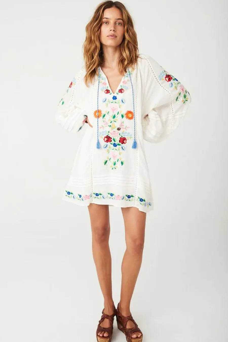 Spell Florapaloosa Embroidered Tunic Dress Wildflower