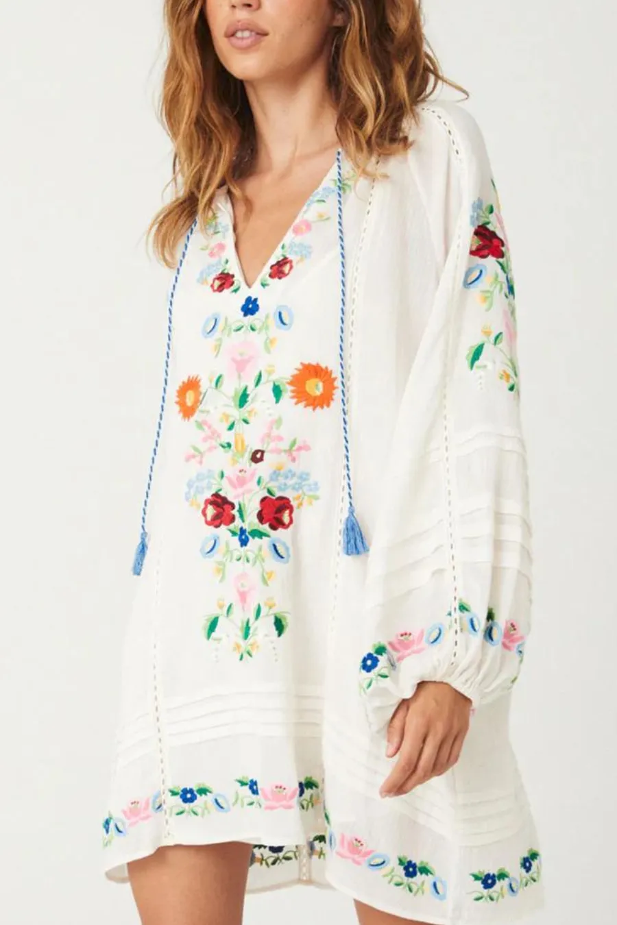 Spell Florapaloosa Embroidered Tunic Dress Wildflower