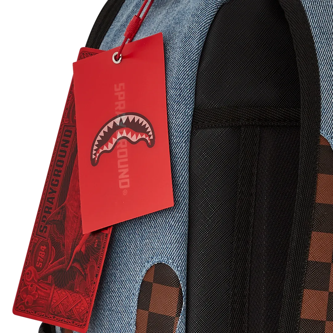 Sprayground Fabric House Shark Drip Backpack - Brown / Blue