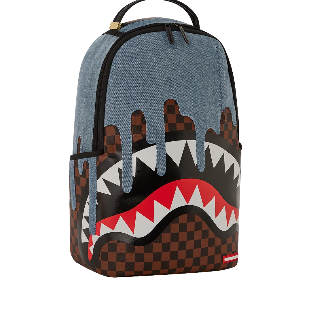 Sprayground Fabric House Shark Drip Backpack - Brown / Blue