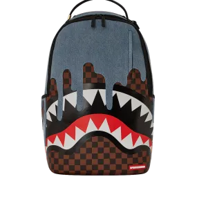 Sprayground Fabric House Shark Drip Backpack - Brown / Blue