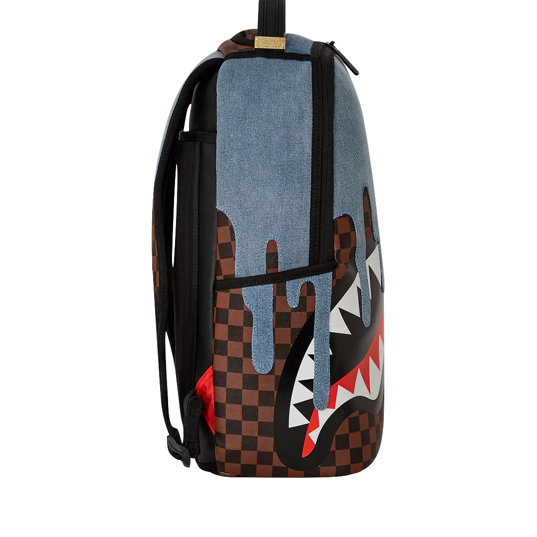 Sprayground Fabric House Shark Drip Backpack - Brown / Blue