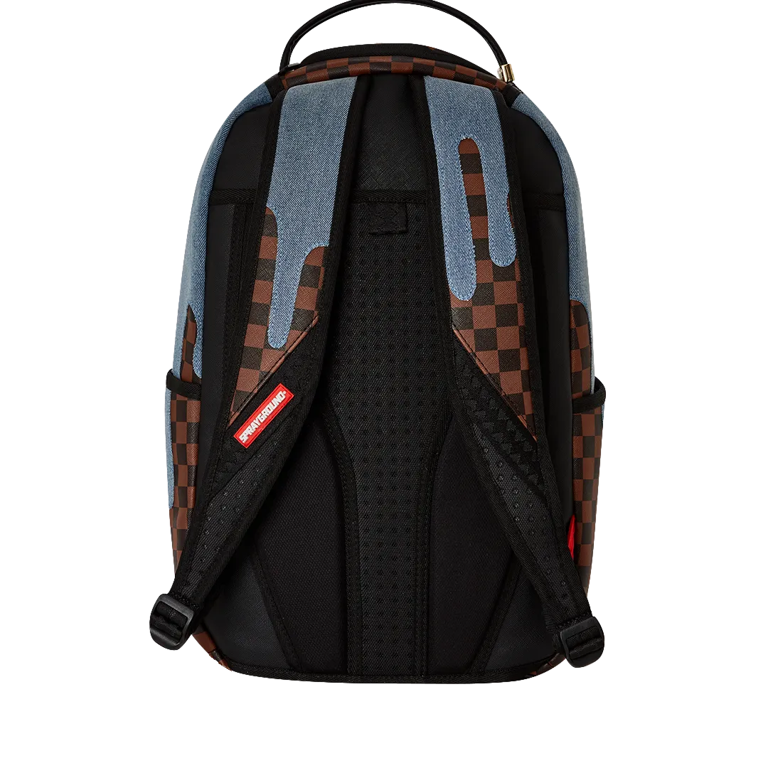 Sprayground Fabric House Shark Drip Backpack - Brown / Blue