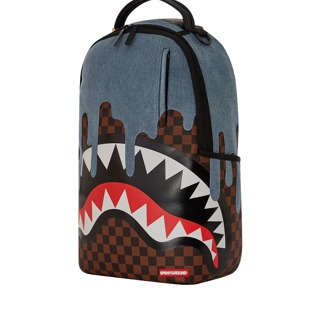 Sprayground Fabric House Shark Drip Backpack - Brown / Blue