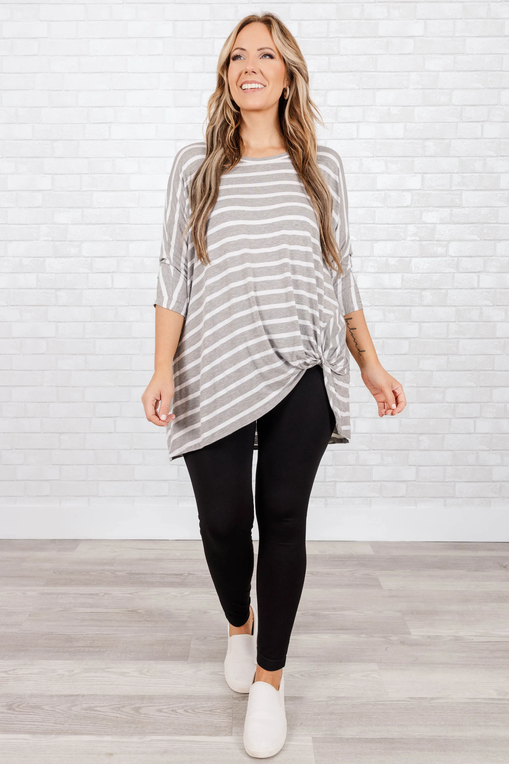 Steal Me Away Tunic, Gray Stripe