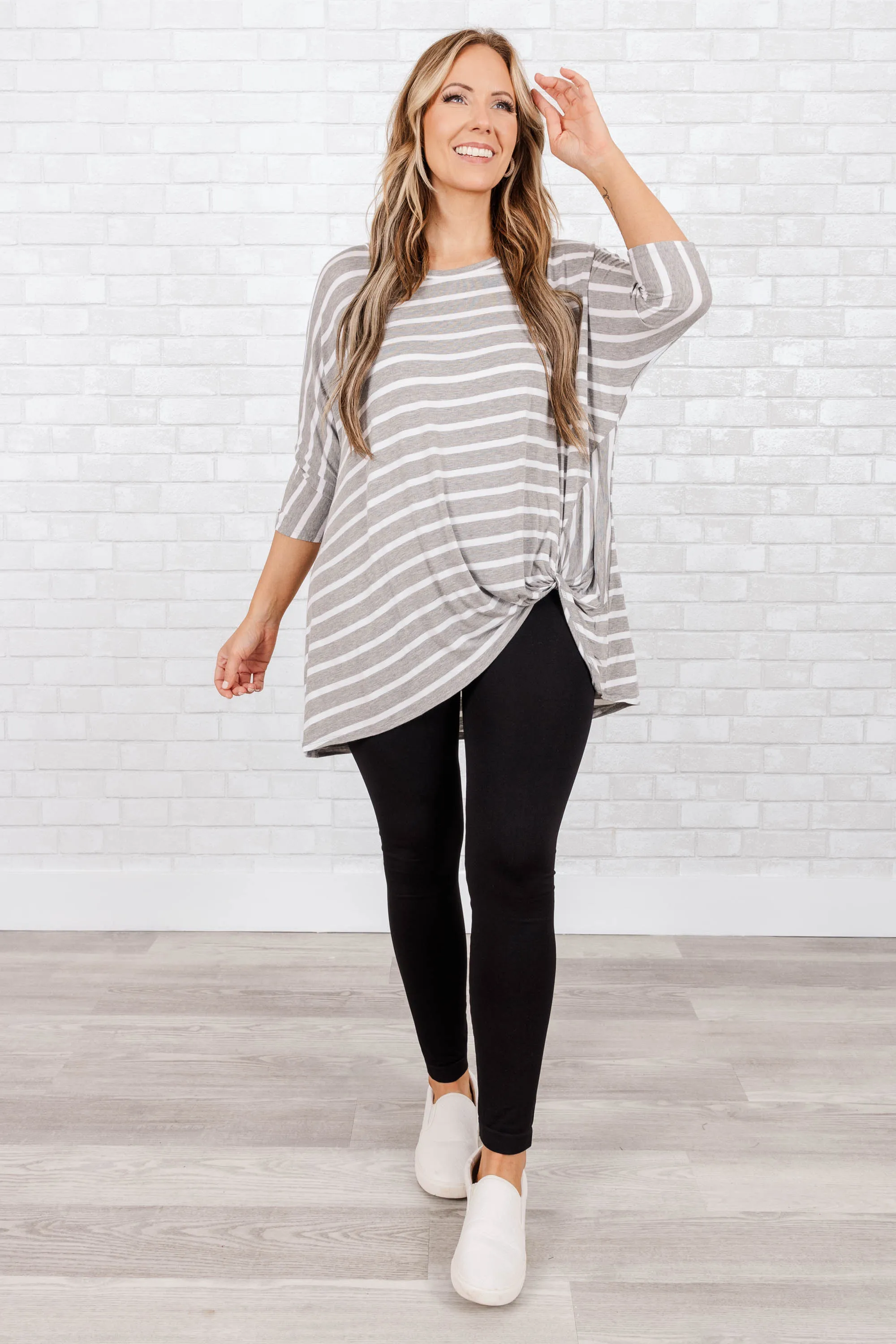 Steal Me Away Tunic, Gray Stripe