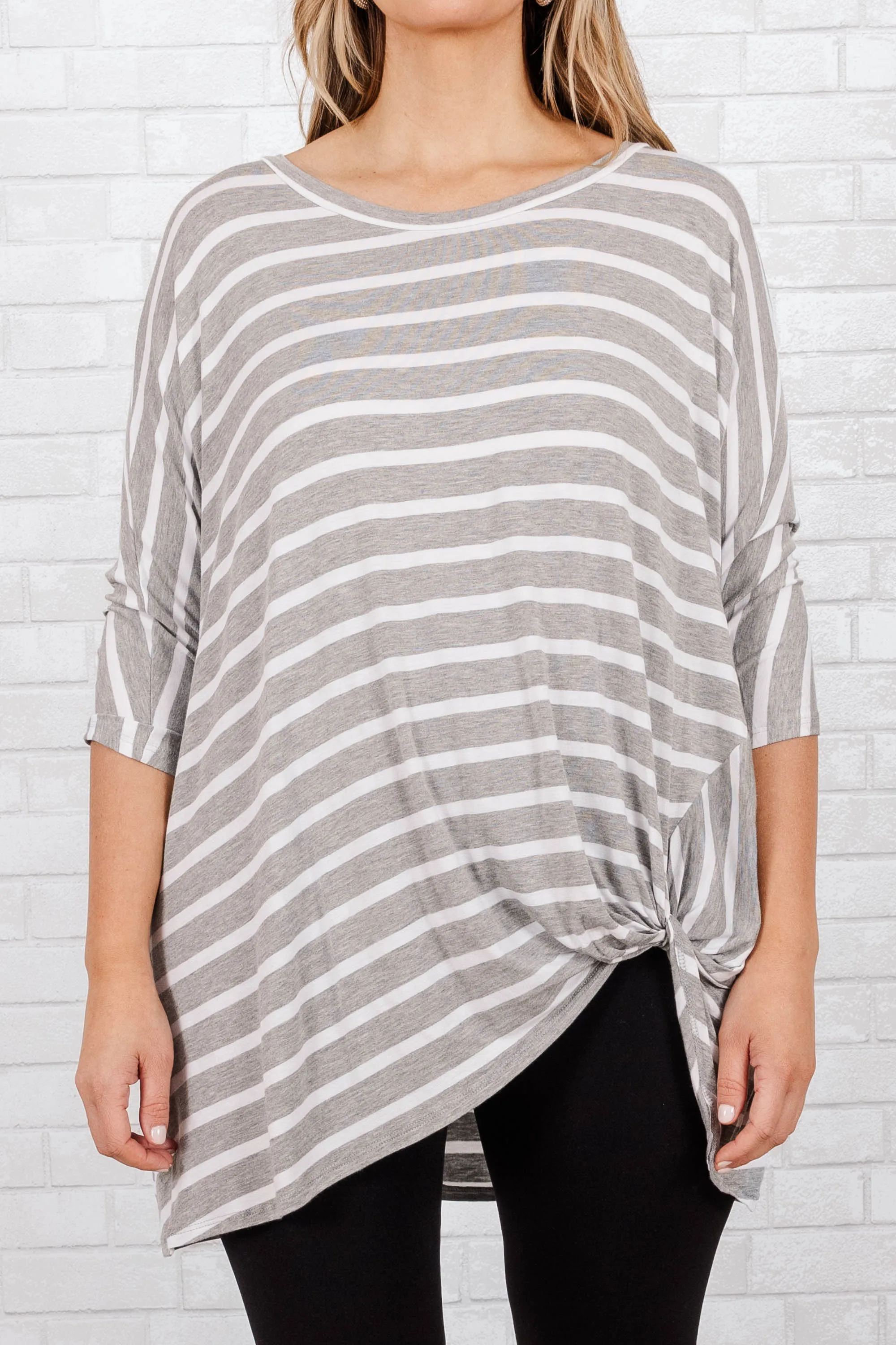 Steal Me Away Tunic, Gray Stripe