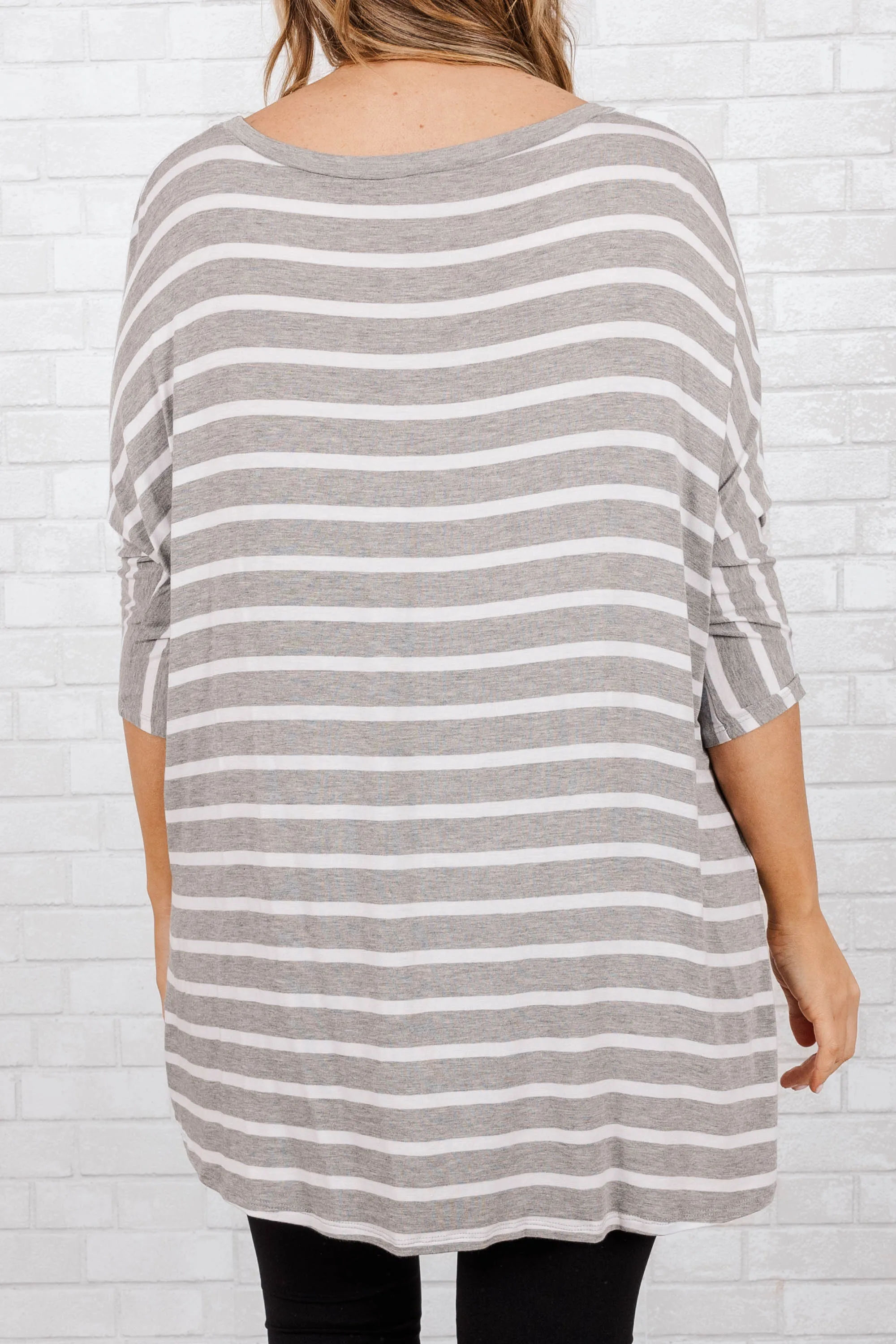 Steal Me Away Tunic, Gray Stripe