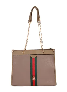 Stripe Design Shoulder Bag