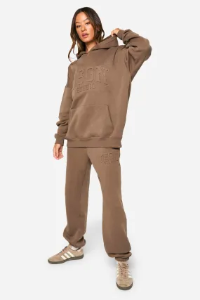 Tall Embossed Hoody And Cuffed Sweatpant Tracksuit