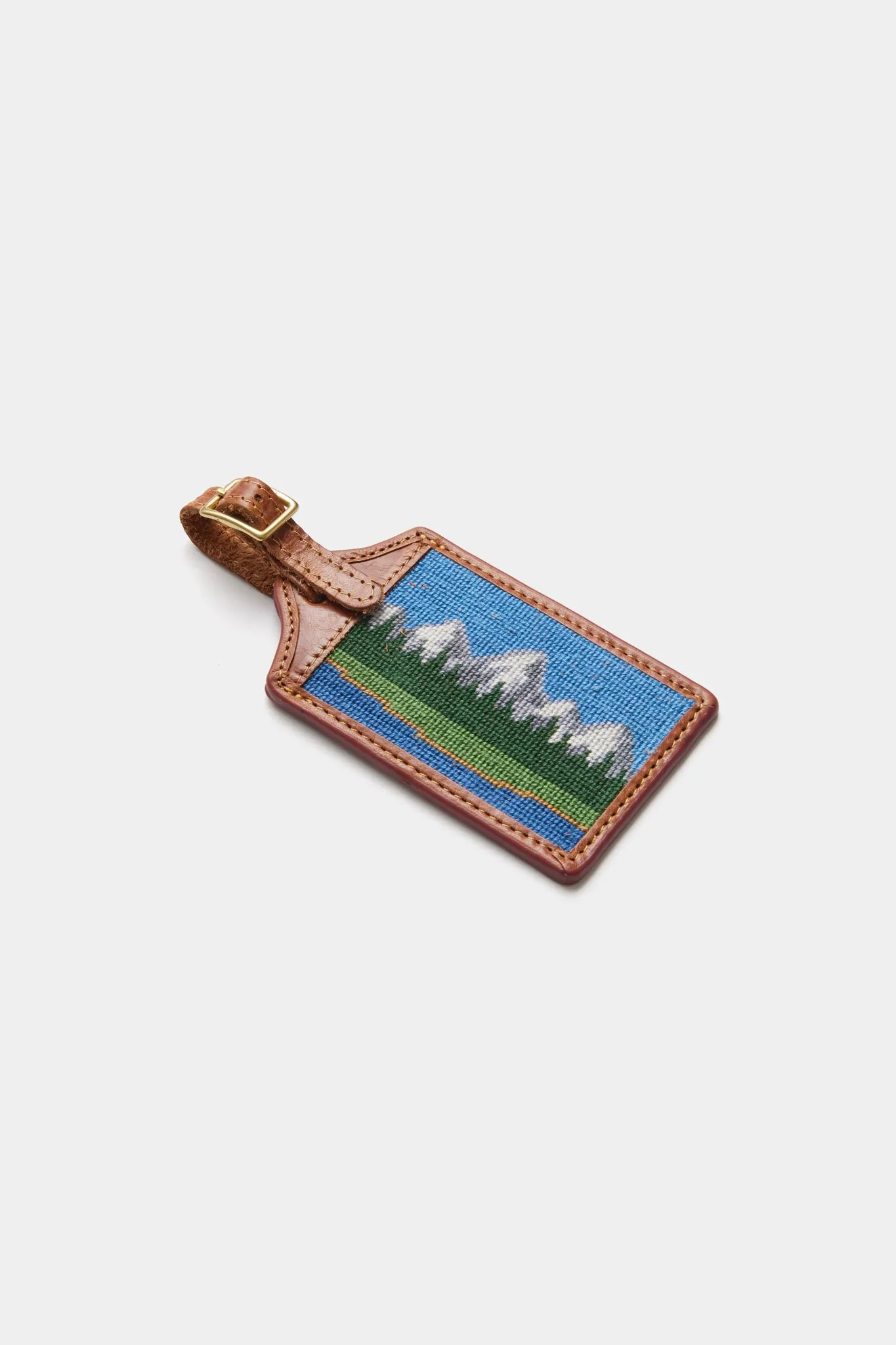 Tetons Needlepoint Luggage Tag